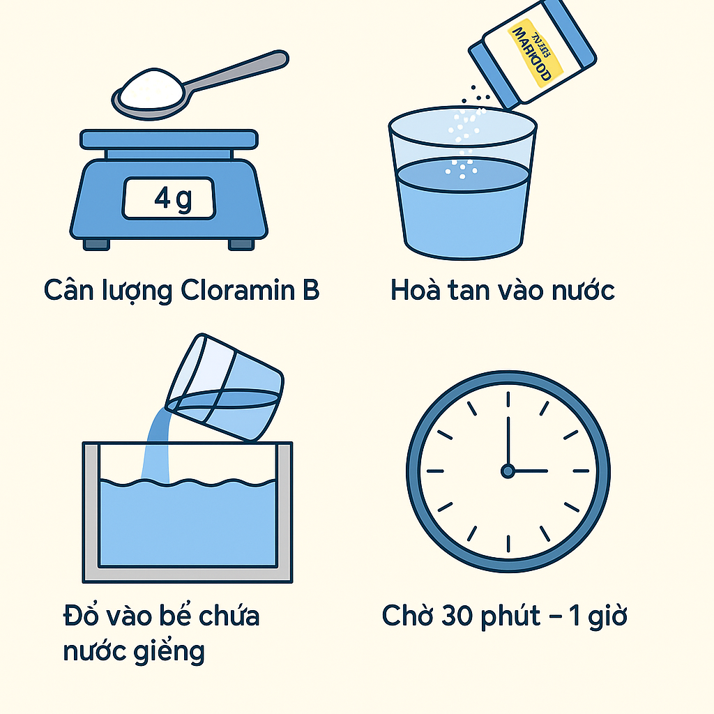 khử khuẩn nước giếng bằng cloramin b