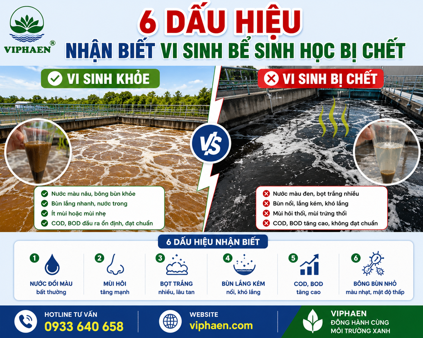 dấu hiệu vi sinh bể xử lý nước thải bị chết