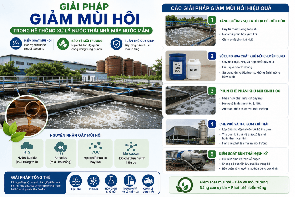 giảm mùi hôi nước thải nhà máy nước mắm