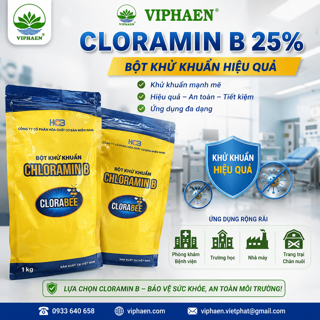 Cloramin b khử khuẩn phòng khám