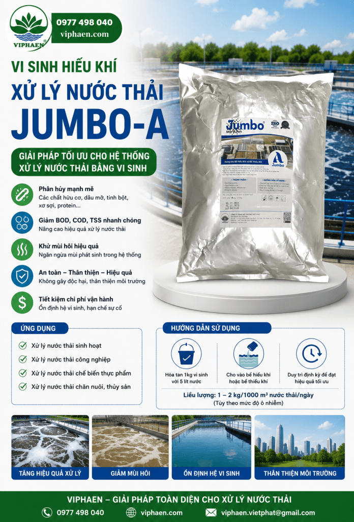 men vi sinh jumbo a xử lý nước thải