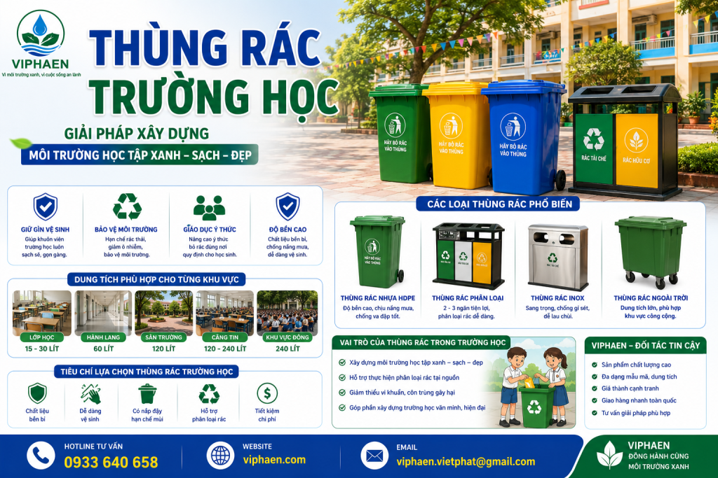 thùng rác trường học