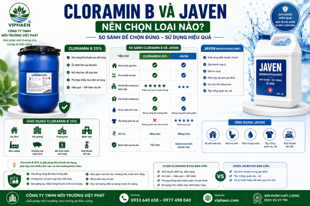 so sánh cloramin b và javen